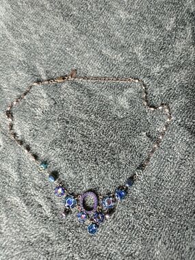 Blue Iridescent Crystal Statement Necklace 💙✨
